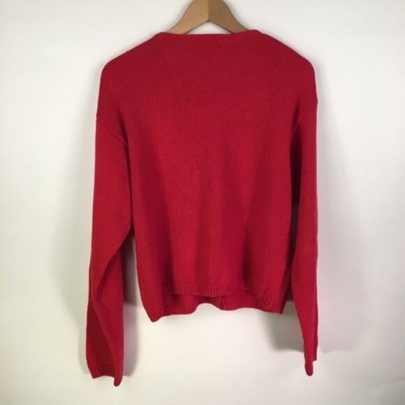 Vintage Christmas Sweater Red Cardigan Large - Picture 6 of 10